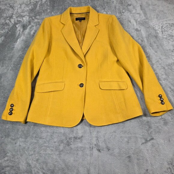 Talbots Blazer Womens 10 Yellow Gold Wool Blend Preppy Academia Career Jacket - Picture 1 of 11